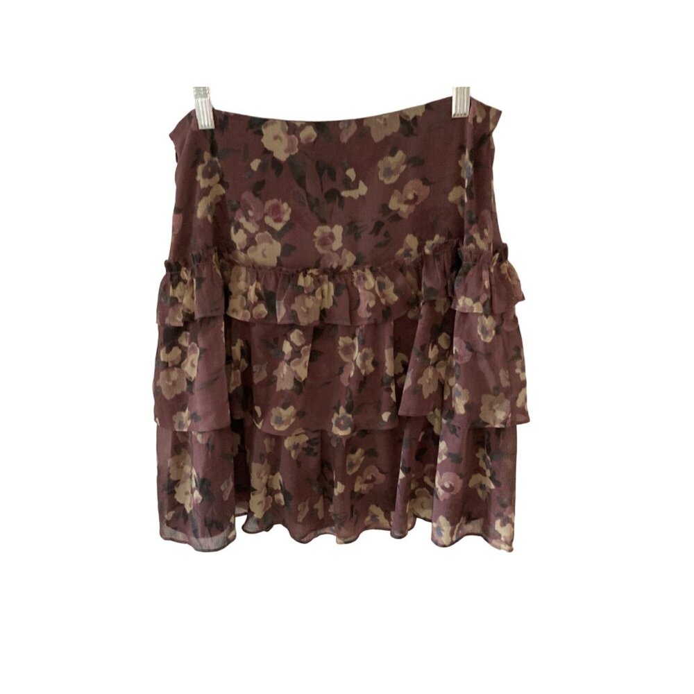NWT Lauren Ralph Lauren Women's Floral Crinkle Georgette Tiered Skirt Purple - Picture 7 of 10
